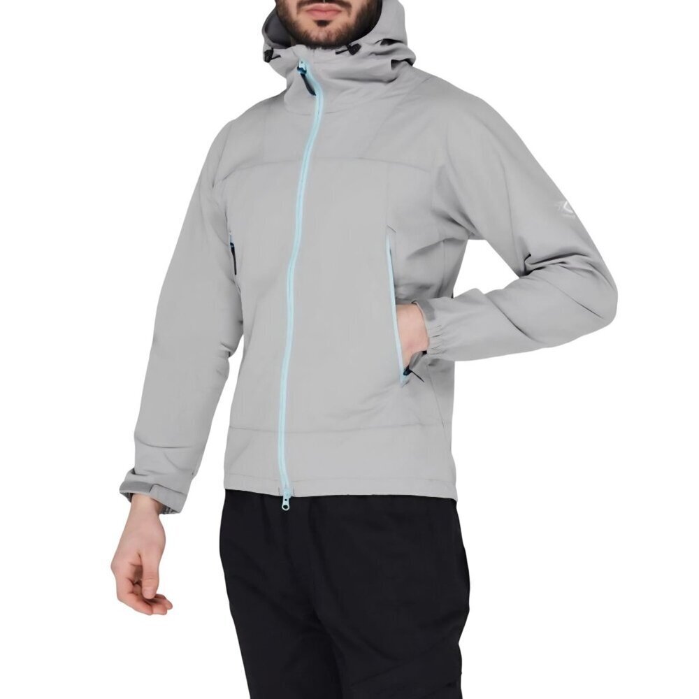 Karrimor Triton Light Hooded Jacket Full Zip Logo Zip Pockets Gray Size XL